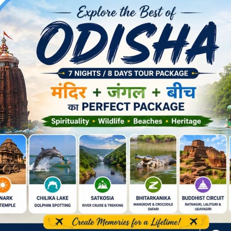 Odisha Wildlife, Spiritual & Coastal Tour Package (7 Nights / 8 Days)
