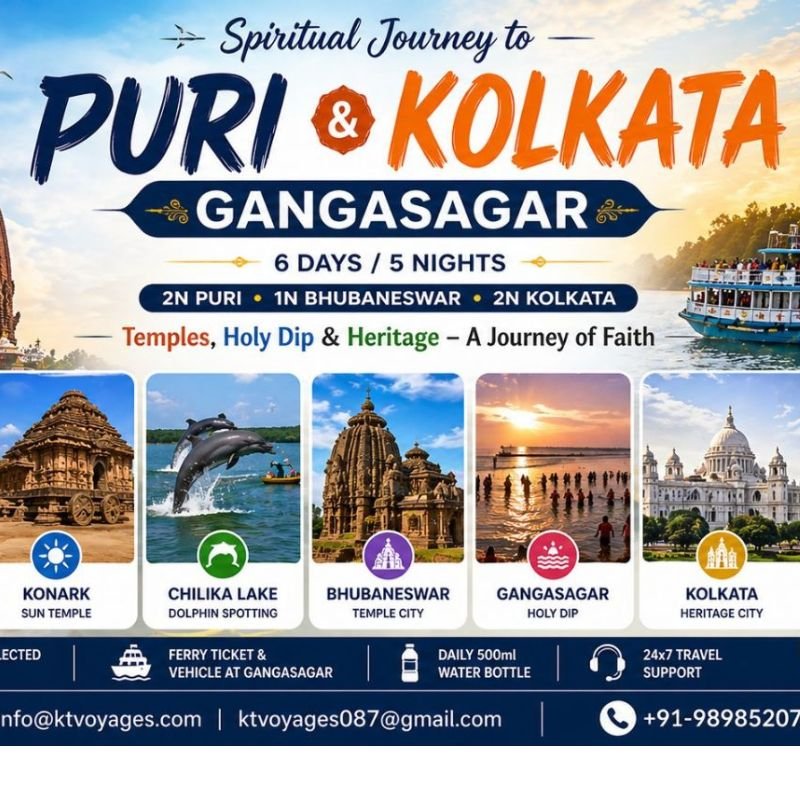 Puri Jagannath, Bhubaneswar & Kolkata Gangasagar Tour Package (5 Nights / 6 Days)