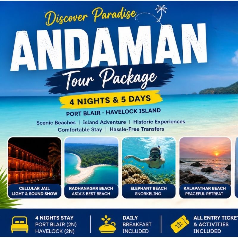 Andaman Tour Package 4 Nights 5 Days | Port Blair & Havelock Island Trip with Cruise